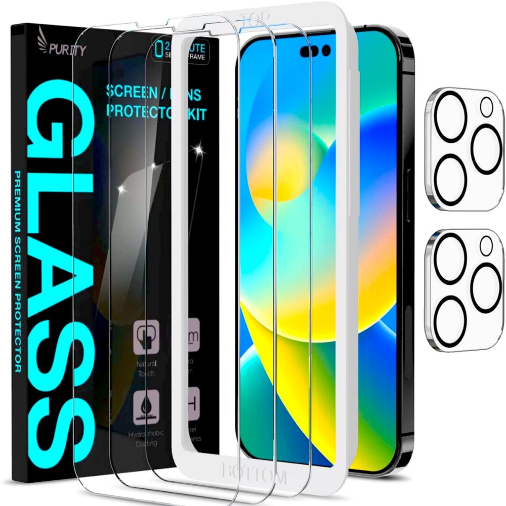 * 2 for 8 CASES! * iPhone 14 Pro Max 2022, 3 Pack Screen Protector, 2 Lens